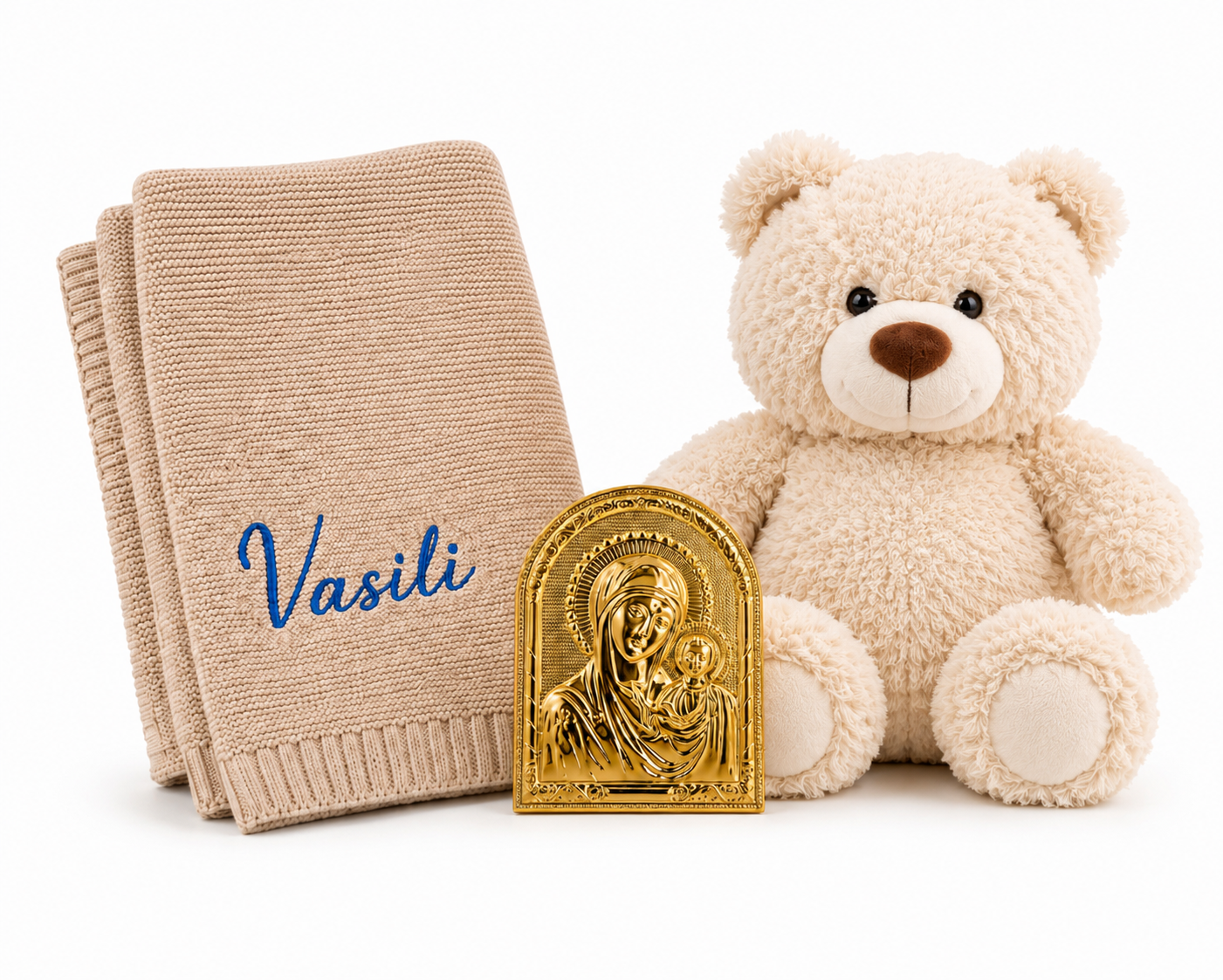 Personalised Baby Gift Set – Teddy, Blanket & Icon