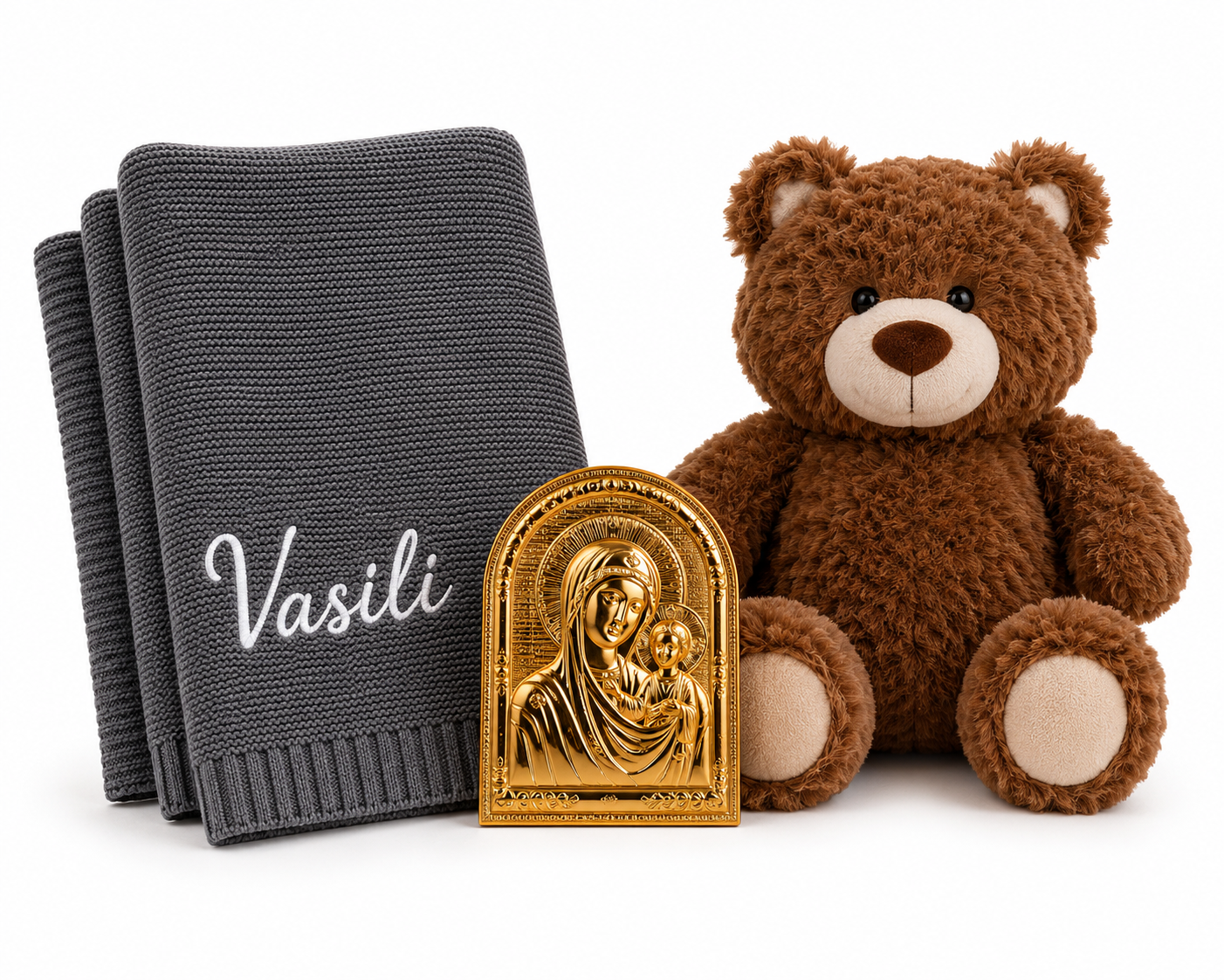 Personalised Baby Gift Set – Teddy, Blanket & Icon