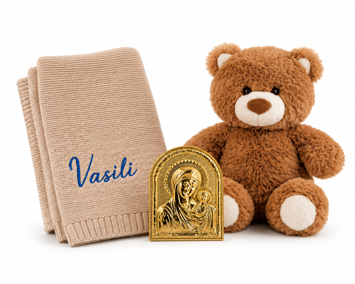 Personalised Baby Gift Set – Teddy, Blanket & Icon