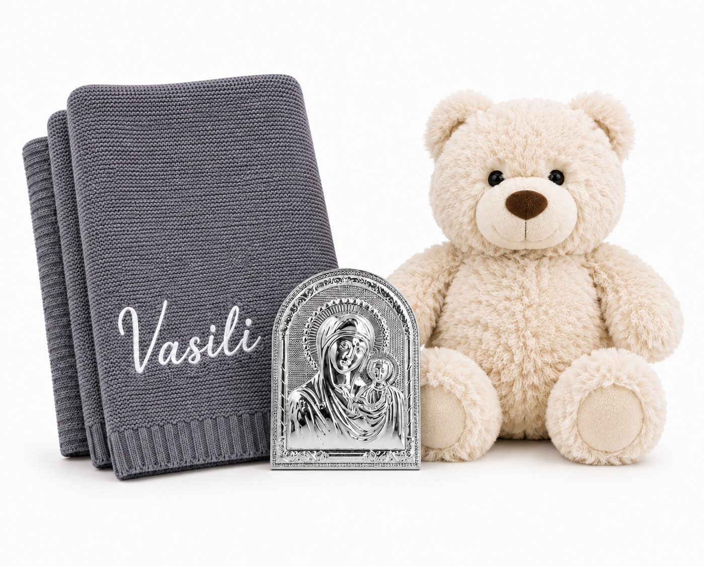 Personalised Baby Gift Set – Teddy, Blanket & Icon