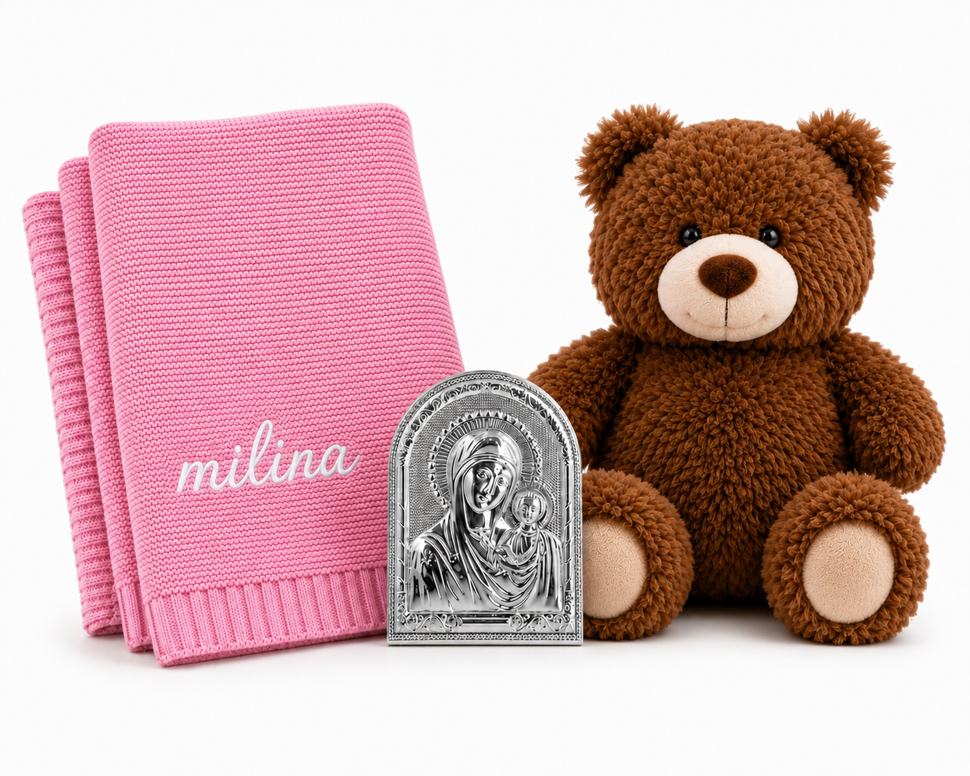 Personalised Baby Gift Set – Teddy, Blanket & Icon