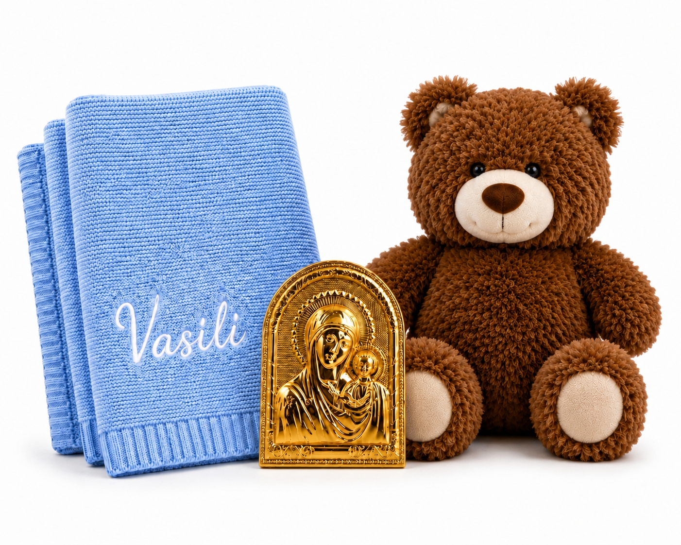 Personalised Baby Gift Set – Teddy, Blanket & Icon
