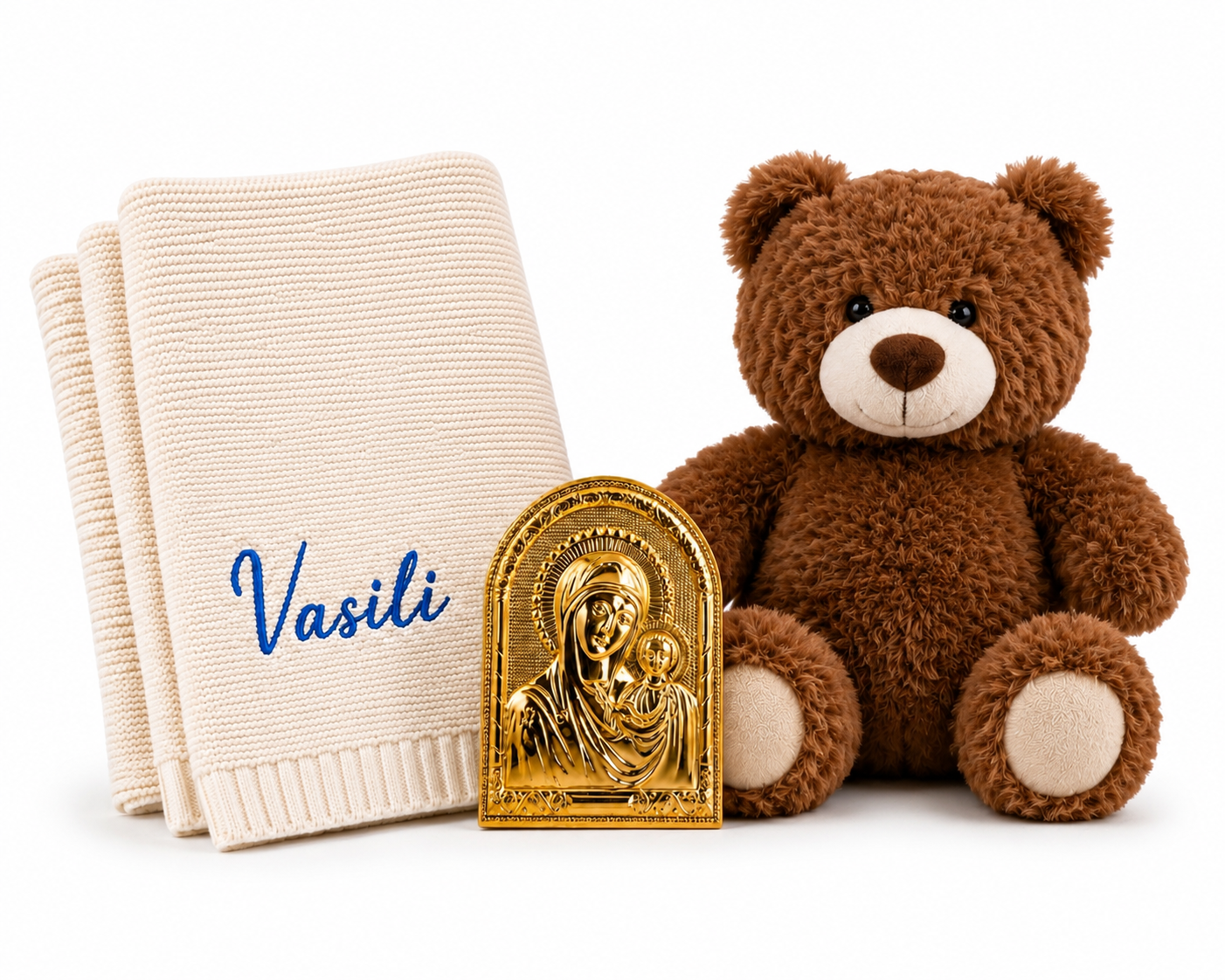 Personalised Baby Gift Set – Teddy, Blanket & Icon
