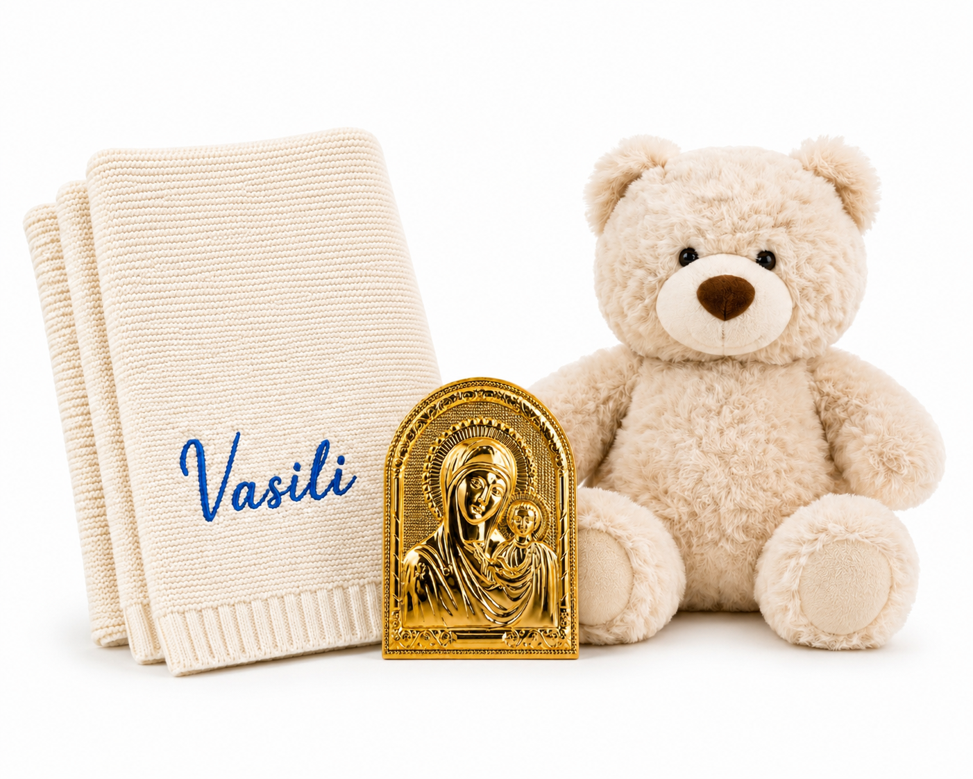 Personalised Baby Gift Set – Teddy, Blanket & Icon
