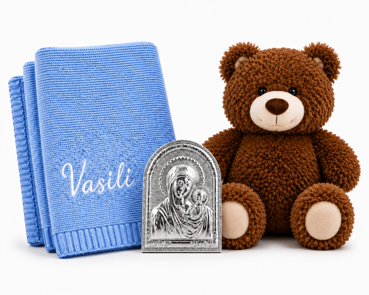 Personalised Baby Gift Set – Teddy, Blanket & Icon