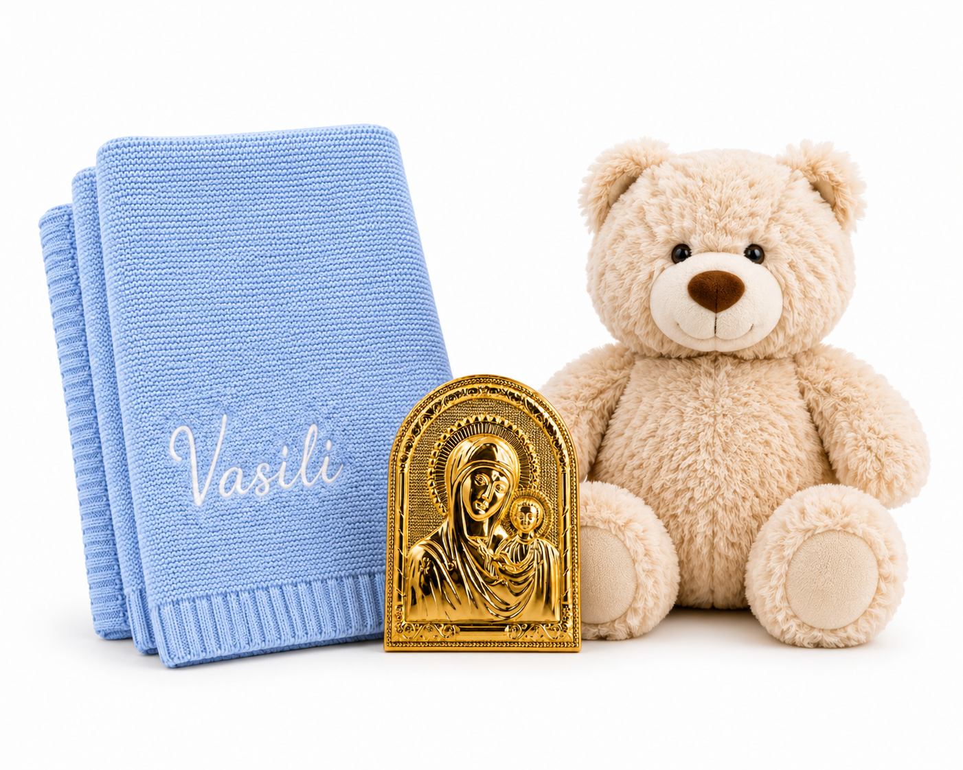 Personalised Baby Gift Set – Teddy, Blanket & Icon