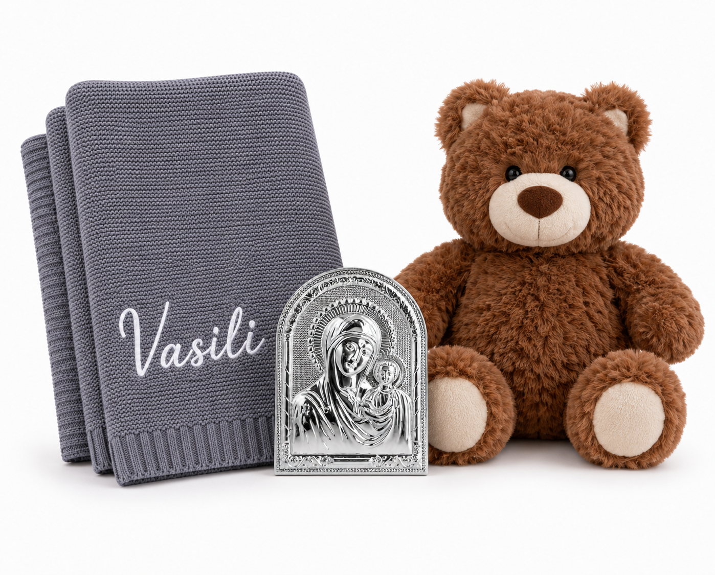 Personalised Baby Gift Set – Teddy, Blanket & Icon