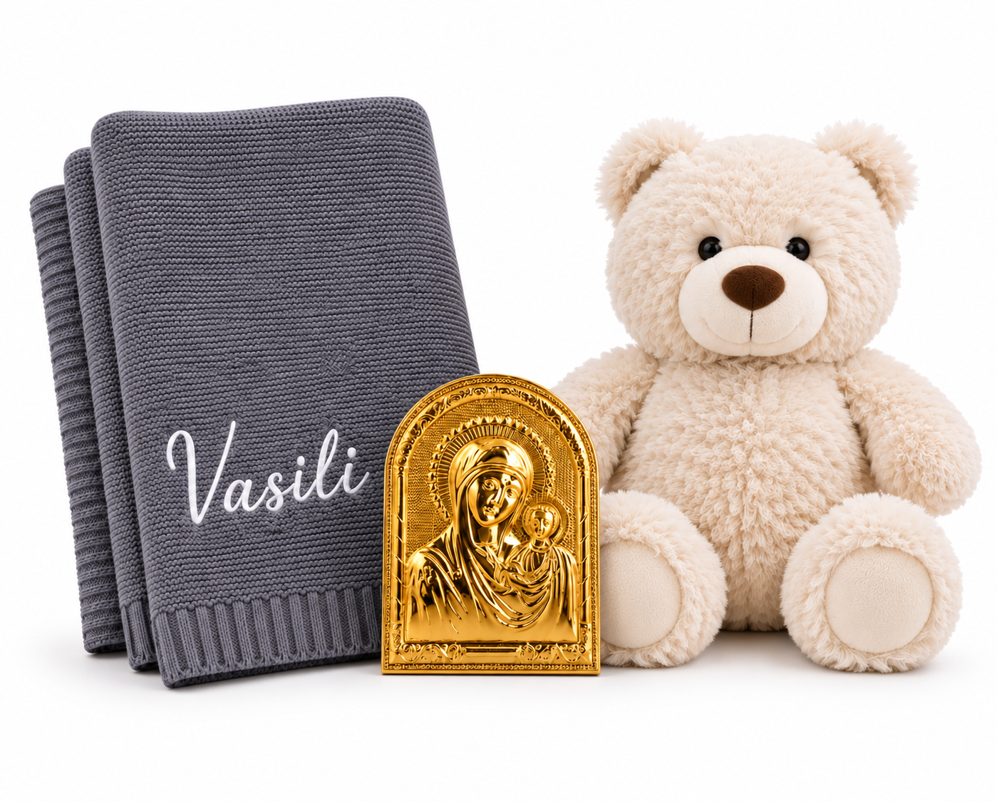 Personalised Baby Gift Set – Teddy, Blanket & Icon
