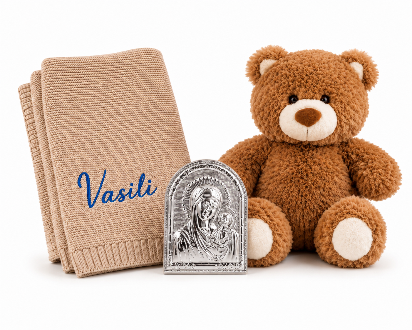 Personalised Baby Gift Set – Teddy, Blanket & Icon
