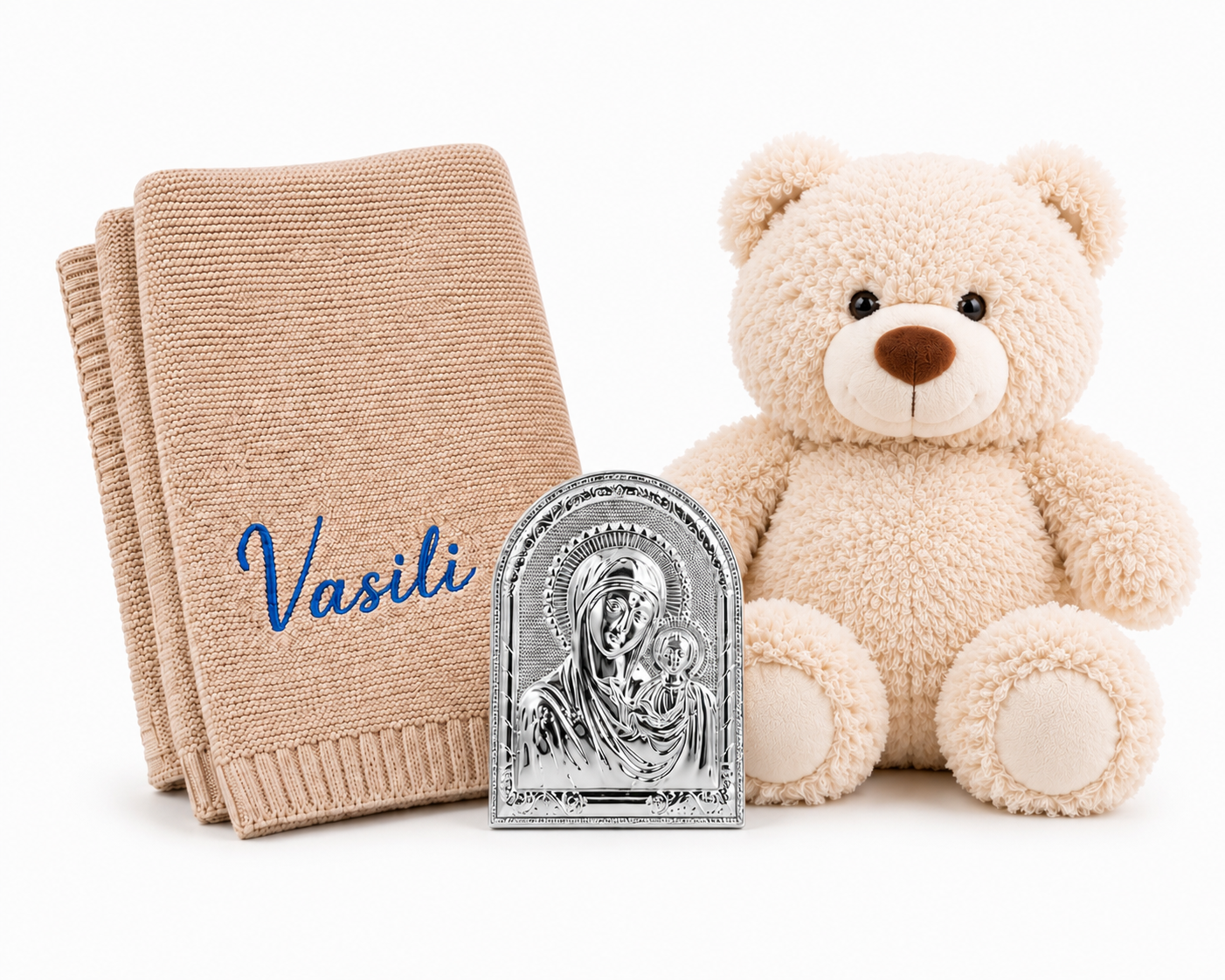 Personalised Baby Gift Set – Teddy, Blanket & Icon