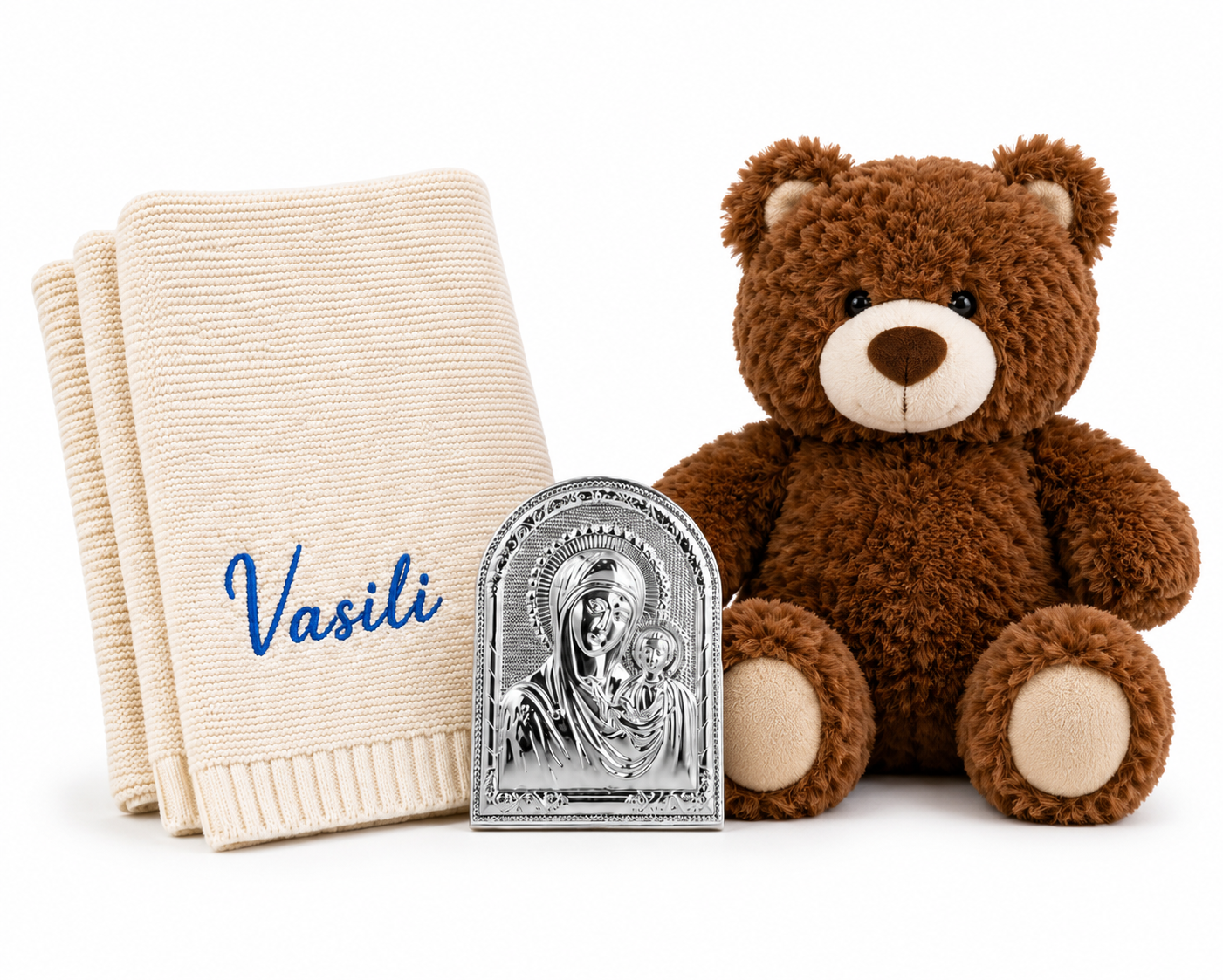 Personalised Baby Gift Set – Teddy, Blanket & Icon