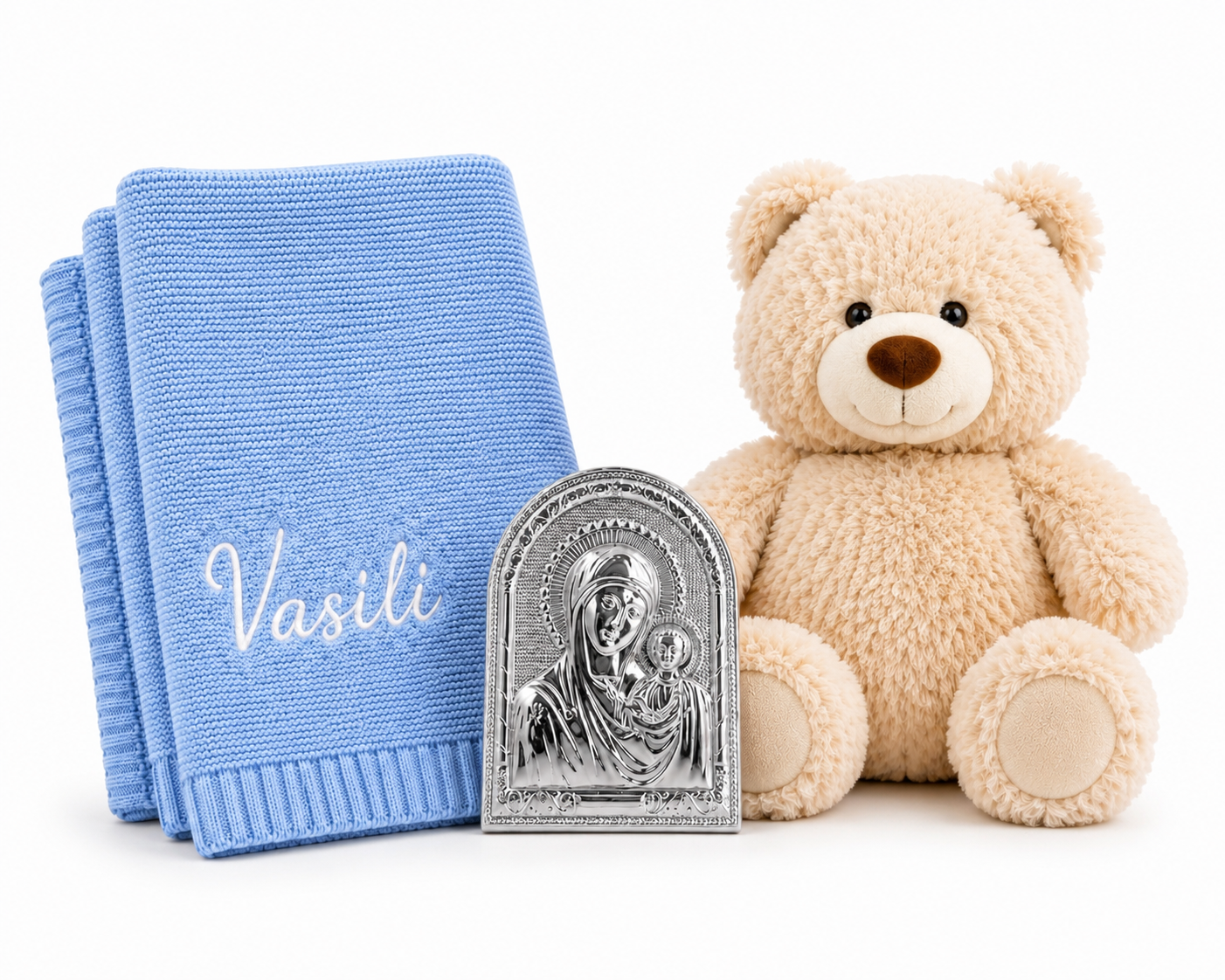 Personalised Baby Gift Set – Teddy, Blanket & Icon