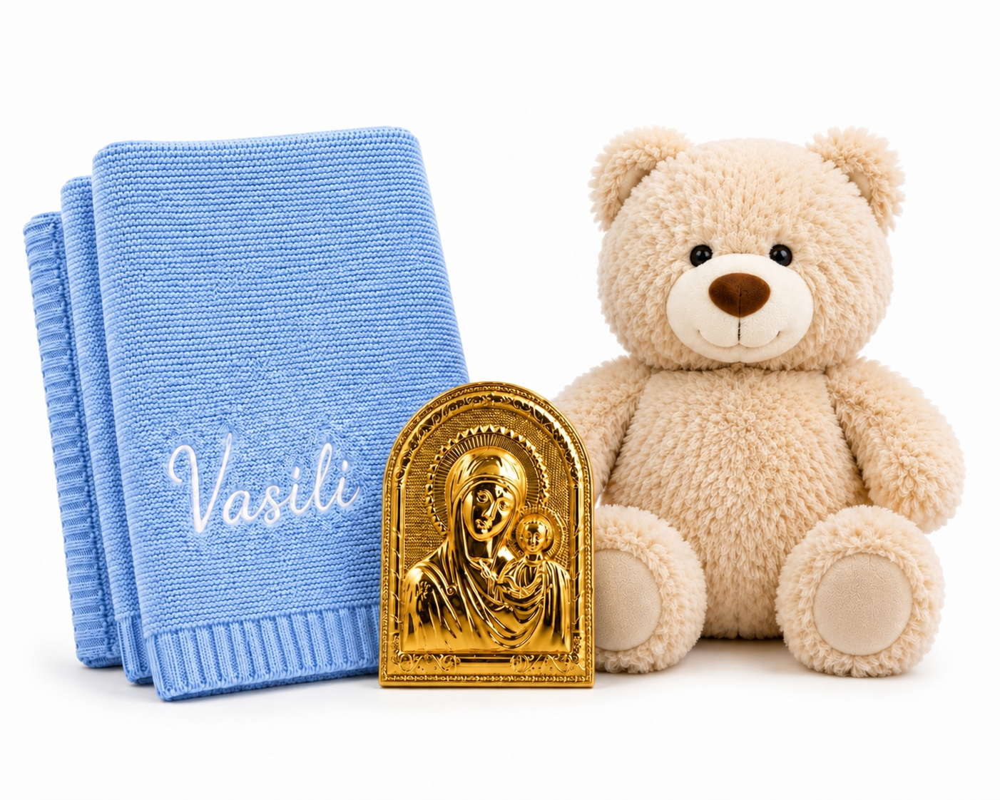 Personalised Baby Gift Set – Teddy, Blanket & Icon
