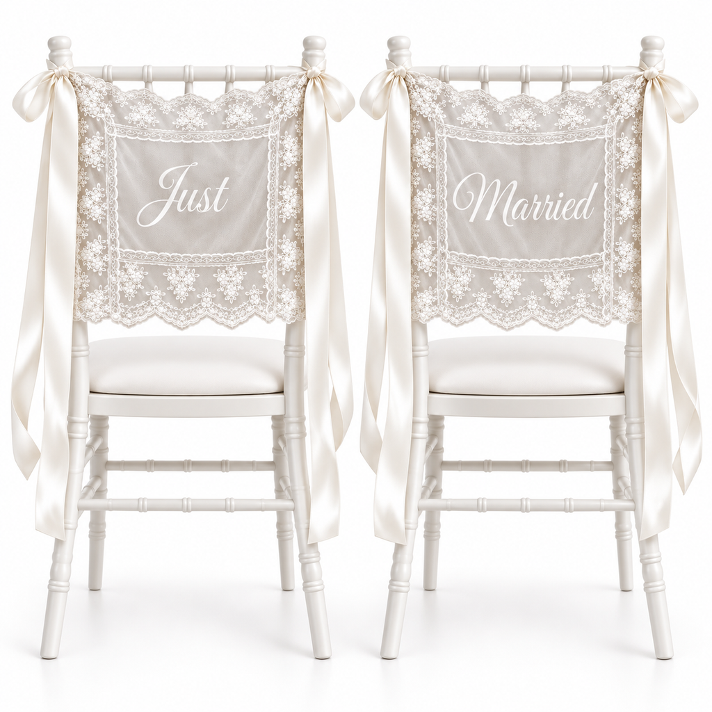 “Just Married” Chair Veils – Set of 2