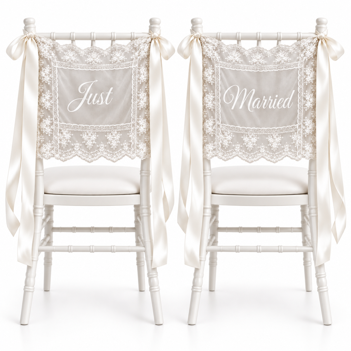 “Just Married” Chair Veils – Set of 2